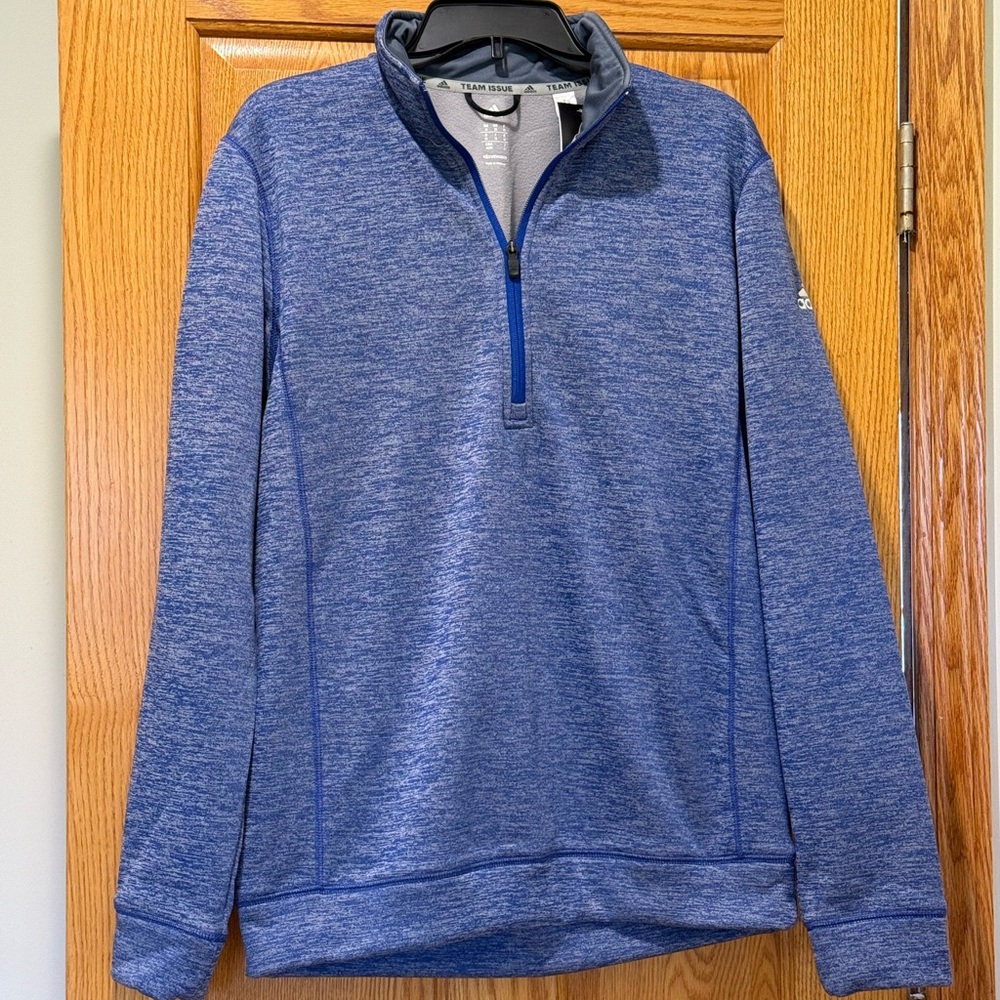 Mens Adidas Heathered Blue Performance Pullover Size M